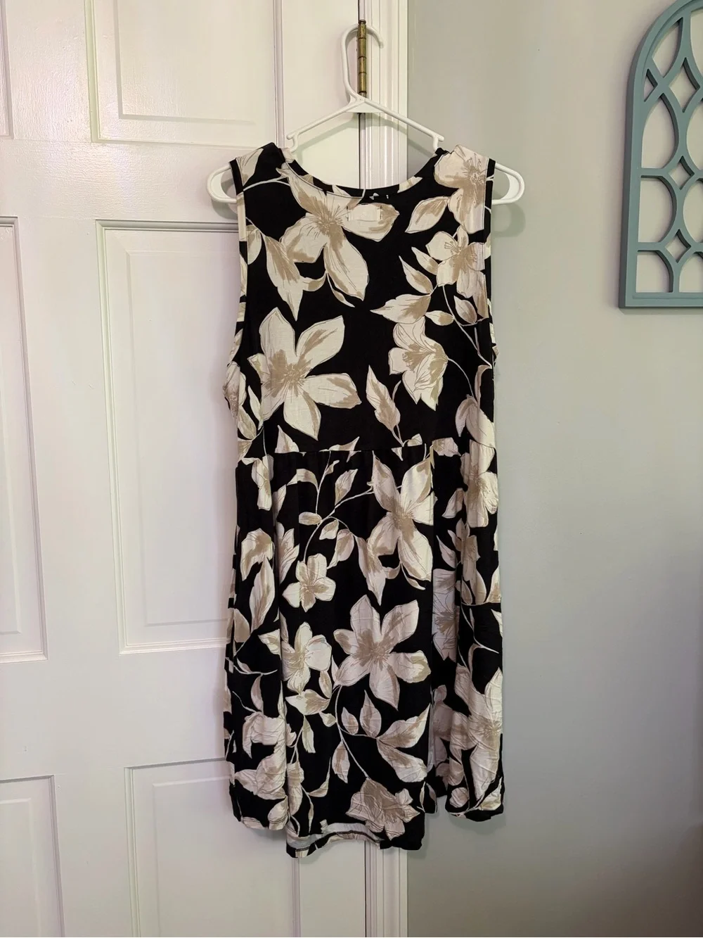 Maurices Black Mini Dress with Cream Floral Print